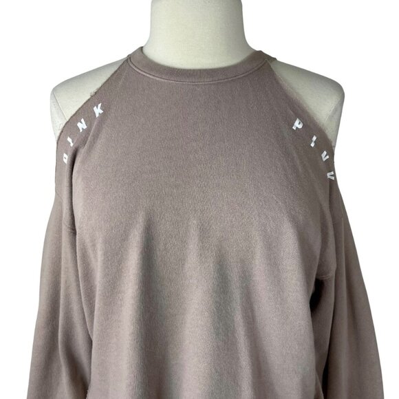 Pink Victorias Secret Sweatshirt Womens Small Pink Cold Shoulder - Picture 3 of 6